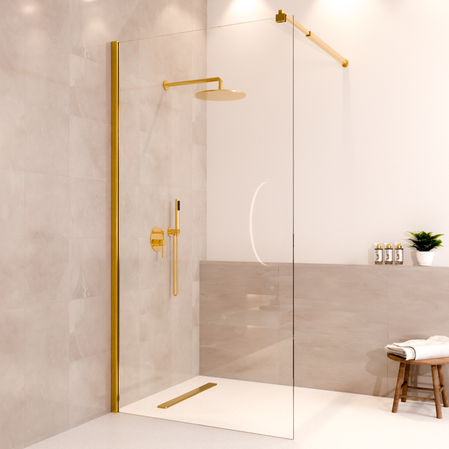 Paroi de douche avec traitement Nano - Or brillant - 100 cm - Lima