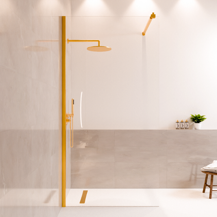 Paroi de douche avec traitement Nano - Or brillant - 100 cm - Lima