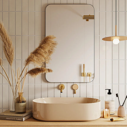 Miroir rectangulaire design épuré avec cadre aluminium noir mat - 50 cm - Les Essentiels
