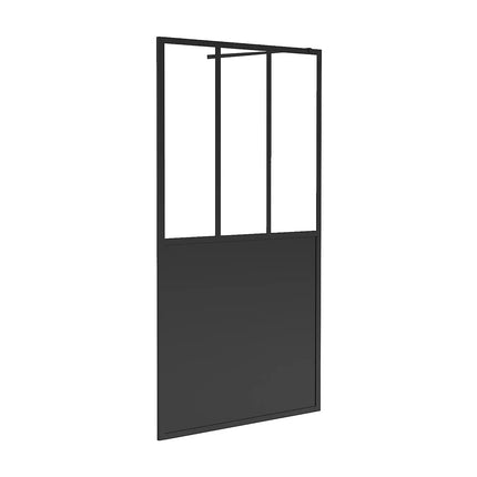 Paroi de douche style atelier avec verre teinté noir - Noir mat - 120 cm - URBANIK
