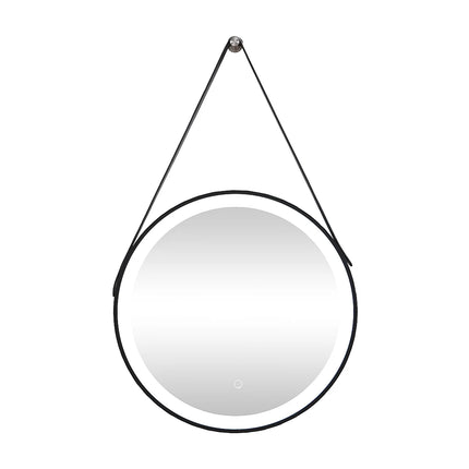 Miroir lumineux rond avec éclairage LED et anti-buée - noir mat - 60 cm - BORJA