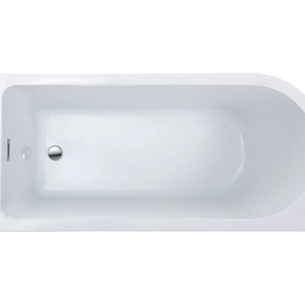 Baignoire d'angle asymétrique avec tablier non démontable - Blanc brillant - 150 cm - ANIKA