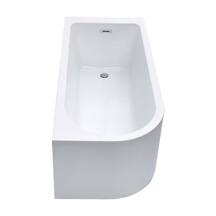 Baignoire d'angle asymétrique avec tablier non démontable - Blanc brillant - 150 cm - ANIKA