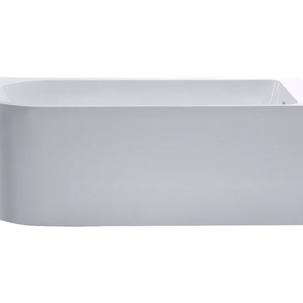 Baignoire d'angle asymétrique avec tablier non démontable - Blanc brillant - 150 cm - ANIKA