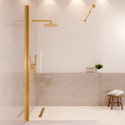 Paroi de douche à l’italienne avec traitement Nano - Or brillant - 120 cm - Lima