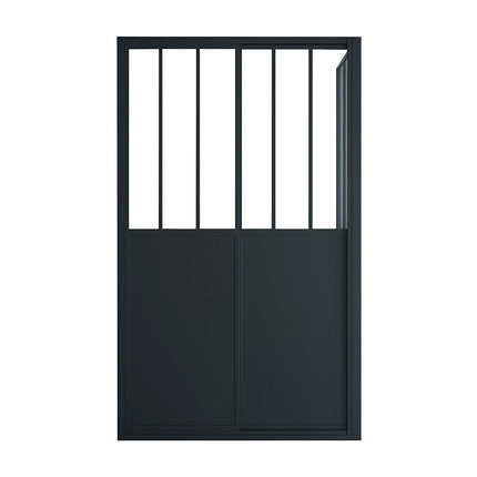 Paroi et porte de douche style industriel noir mat - 120 cm - URBANIK
