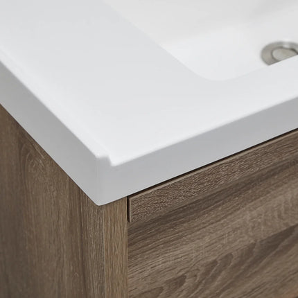 Meuble de salle de bain suspendu avec vasque à encastrer - Naturel clair et blanc - 120 cm - Les éphémères