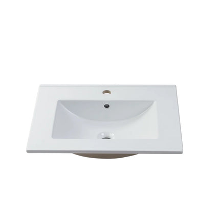 Meuble sous vasque suspendu avec vasque à encastrer - naturel clair et blanc - 60 cm - ARUBA