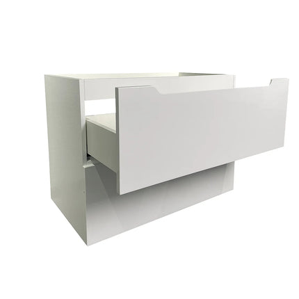 Meuble simple vasque laqué brillant avec vasque à encastrer - Blanc - 80 cm - STEFANIE