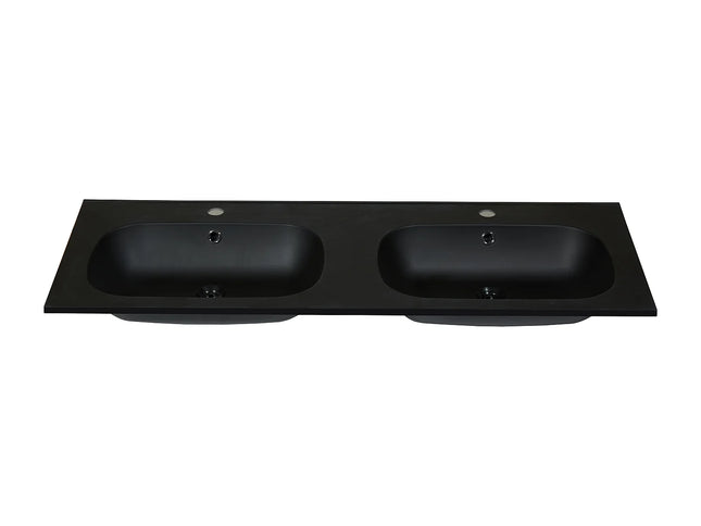 Vasque double à encastrer finition mate avec vasque encastrée - Noir - 120 cm - DS CONCEPT