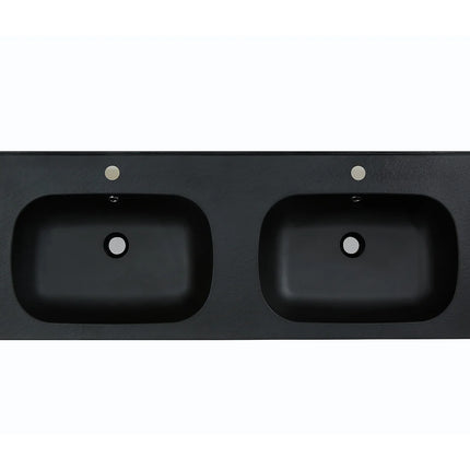 Vasque double à encastrer finition mate avec vasque encastrée - Noir - 120 cm - DS CONCEPT