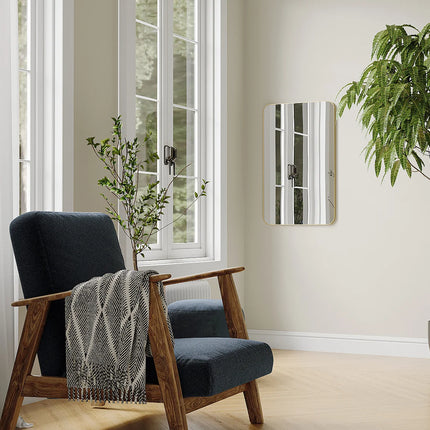 Miroir salle de bain rectangulaire finition mate avec cadre aluminium - Doré - 50 cm - Les Essentiels