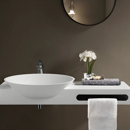 Plan vasque suspendu en solid surface mat avec vasque rectangulaire - Blanc - 100 cm - YUMIKO
