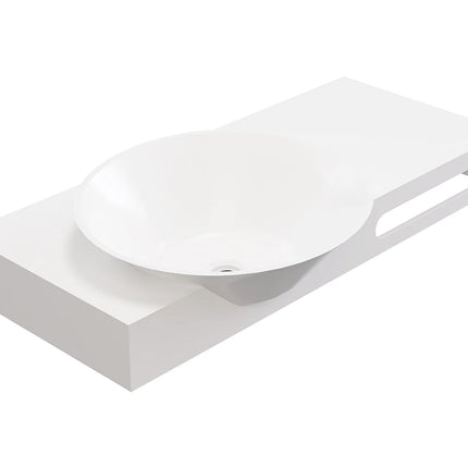 Plan vasque suspendu en solid surface mat avec vasque rectangulaire - Blanc - 100 cm - YUMIKO