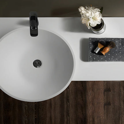 Plan vasque suspendu en solid surface mat avec vasque rectangulaire - Blanc - 100 cm - YUMIKO