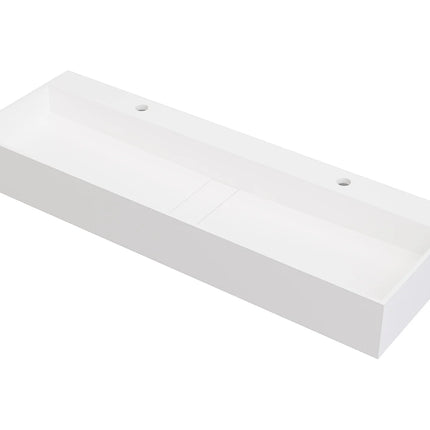 Vasque suspendue design épuré avec double vasque - Blanc - 120 cm - YAMDROK