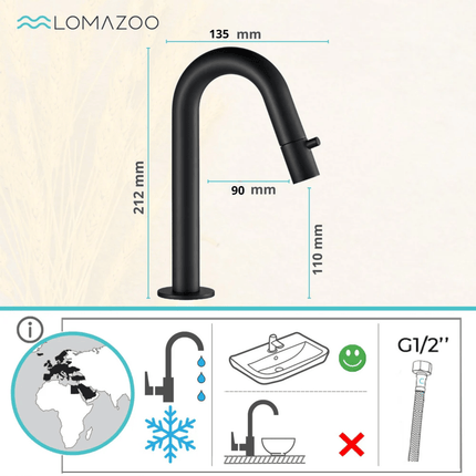 Robinet de lavabo design contemporain avec finition CleanPlus® - noir - Vichy