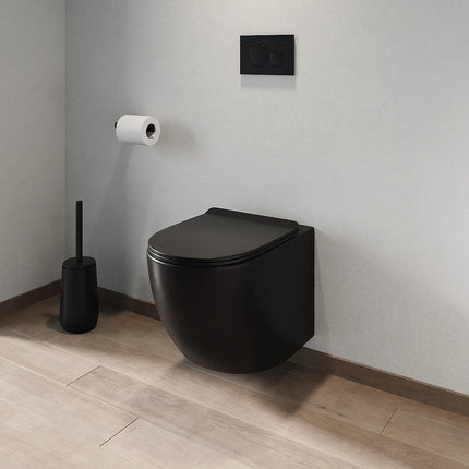 WC suspendu sans bride finition mat avec abattant frein de chute - noir mat - 36 cm - Les Essentiels DS CONCEPT