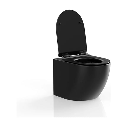 WC suspendu sans bride finition mat avec abattant frein de chute - noir mat - 36 cm - Les Essentiels DS CONCEPT