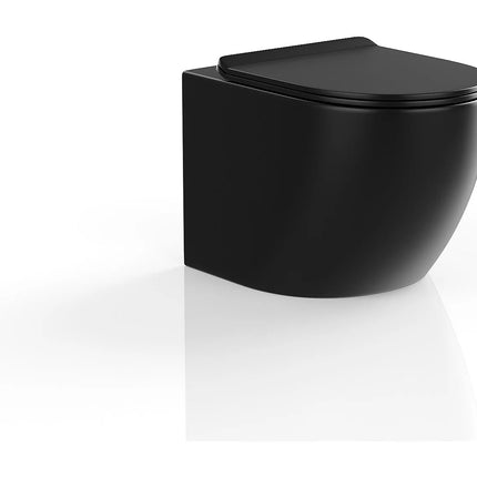 WC suspendu sans bride finition mat avec abattant frein de chute - noir mat - 36 cm - Les Essentiels DS CONCEPT