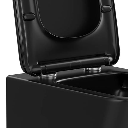 WC suspendu sans bride finition mate avec abattant frein de chute - noir mat - 35,5 cm - Les Essentiels CLEMONA