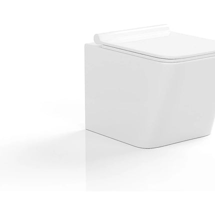 WC suspendu sans bride finition brillante avec abattant frein de chute - blanc - 35,5 cm - Les Essentiels DS CONCEPT