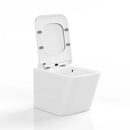 WC suspendu sans bride finition brillante avec abattant frein de chute - blanc - 35,5 cm - Les Essentiels DS CONCEPT