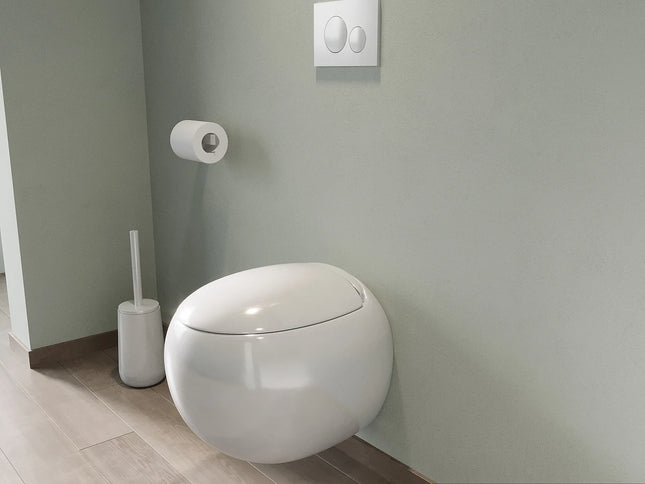 WC suspendu design contemporain avec bride - Noir mat - 40 cm - HURO II