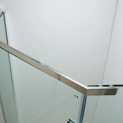 Paroi de douche d'angle porte battante avec receveur quart de cercle - blanc - 90 cm - ARDIA