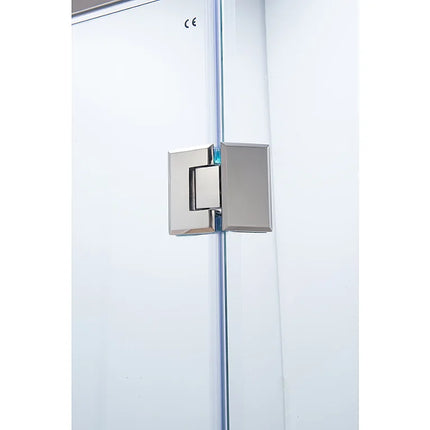 Paroi de douche d'angle porte battante avec receveur quart de cercle - blanc - 90 cm - ARDIA