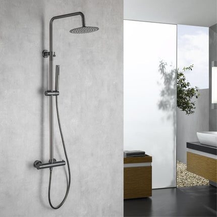 Douche pluie avec mitigeur thermostatique et douchette main - Gun Metal - Lynn