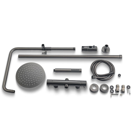 Douche pluie avec mitigeur thermostatique et douchette main - Gun Metal - Lynn