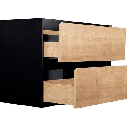 Meuble de salle de bain suspendu style industriel avec vasque à encastrer - Naturel clair et noir - 80 cm - Les éphémères