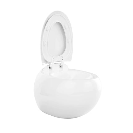WC suspendu design arrondi avec abattant frein de chute - blanc brillant - 40 cm - HURO II