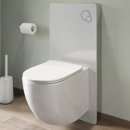 WC suspendu sans rebord avec bâti-support décoratif - Blanc brillant - 36 cm - Les Essentiels