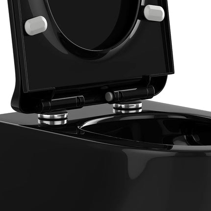 WC suspendu sans bride avec bâti-support décoratif - Noir brillant - 36 cm - Les Essentiels DS CONCEPT