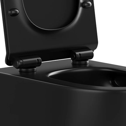 WC suspendu sans bride avec bâti-support décoratif - Noir - 36 cm - Les Essentiels