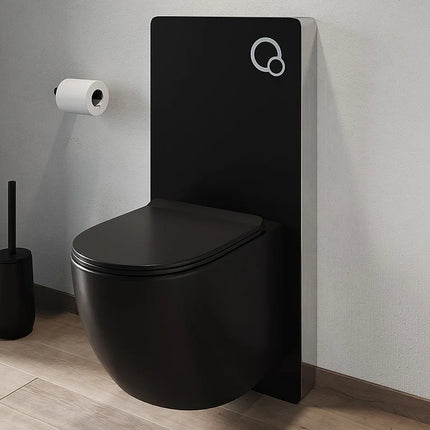 WC suspendu sans bride avec bâti-support décoratif - Noir - 36 cm - Les Essentiels