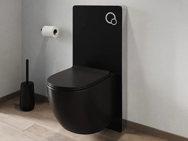 WC suspendu sans bride avec bâti-support décoratif - Noir - 36 cm - Les Essentiels