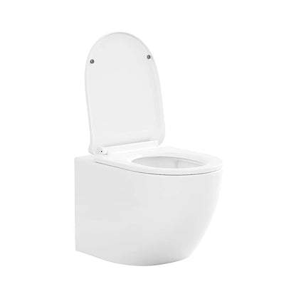 WC suspendu sans rebord avec bâti-support décoratif - Blanc brillant - 36 cm - Les Essentiels