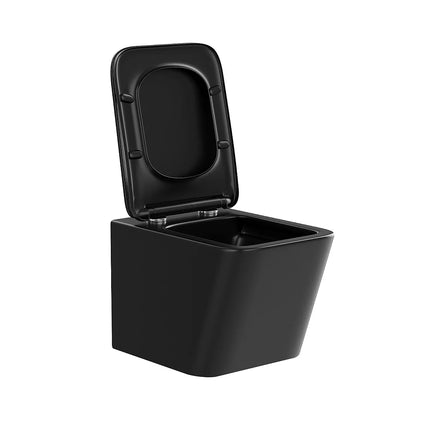 WC suspendu sans bride avec bâti-support décoratif - noir - 35,5 cm - Les Essentiels CLEMONA