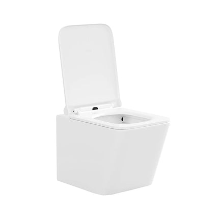 WC suspendu sans bride avec bâti-support et plaque double touche - Blanc - 35,5 cm - Les Essentiels