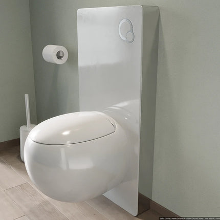 Pack WC suspendu design arrondi noir mat avec bâti-support décoratif verre trempé brillant - 40 cm - HURO II