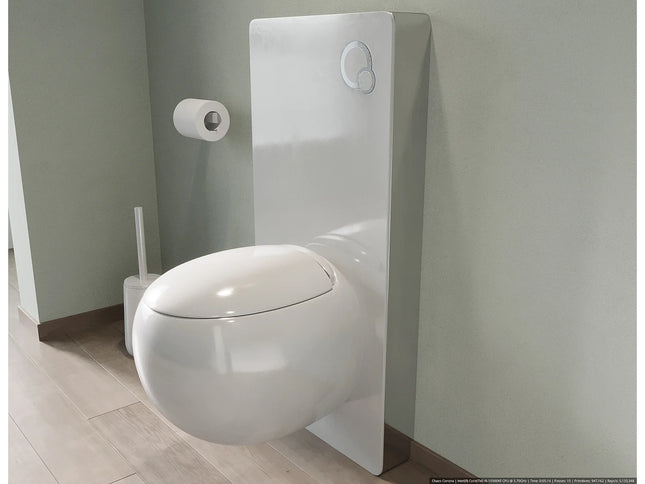 Pack WC suspendu design arrondi noir mat avec bâti-support décoratif verre trempé brillant - 40 cm - HURO II