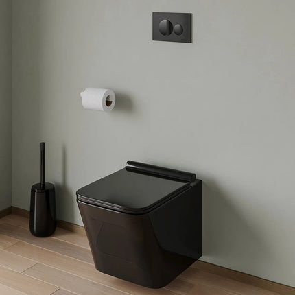 WC suspendu sans bride finition brillante avec abattant frein de chute - blanc - 35,5 cm - Les Essentiels DS CONCEPT
