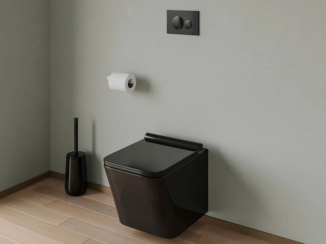 WC suspendu sans bride finition brillante avec abattant frein de chute - blanc - 35,5 cm - Les Essentiels DS CONCEPT