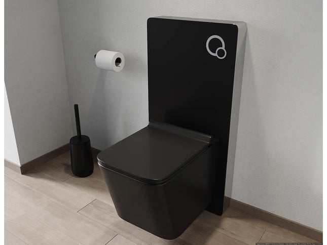 WC suspendu sans bride avec bâti-support décoratif - noir - 35,5 cm - Les Essentiels CLEMONA