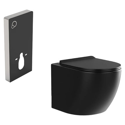WC suspendu sans bride avec bâti-support décoratif - Noir - 36 cm - Les Essentiels