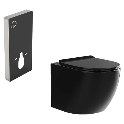 WC suspendu sans bride avec bâti-support décoratif - Noir brillant - 36 cm - Les Essentiels DS CONCEPT