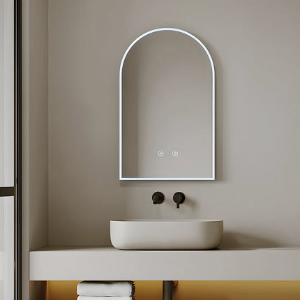 Miroir de salle de bain en arche avec LED et anti-buée - Transparent - 50 cm - ARCADI